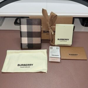 Burberry Tan and Black Check Card Holder
